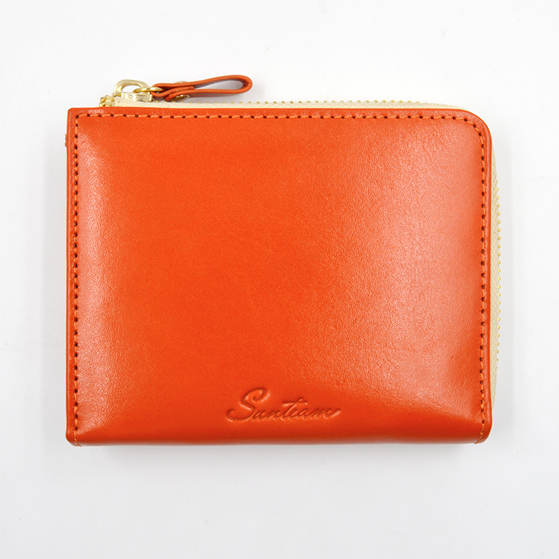 Woman in pelle arancione con portafoglio portafoglio portafoglio portafoglio per il portafoglio in pelle medio