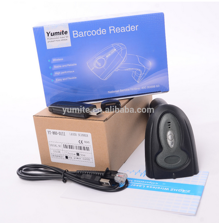 2.4 laser sem fio G Handheld Barcode Scanner Leitor YT-860 com receptor USB