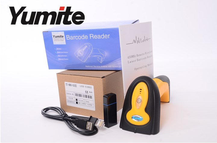 Fuerte 433MHZ Capacidad Decodificador de largo alcance Wireless Laser Barcode Reader YT-880