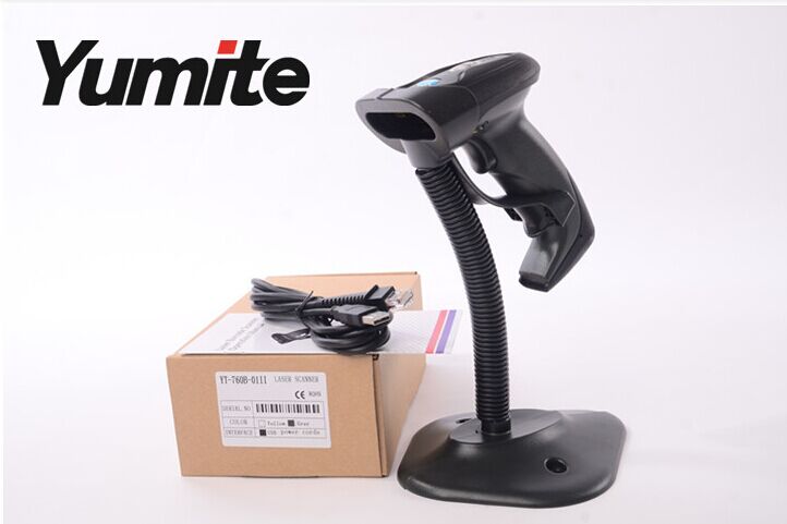 YT-760B semi-automatic handfree barcode scanner reader with laser rugged stand and USB cable