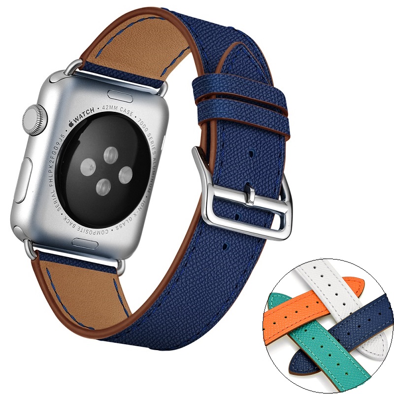 Apple Watch Leather Band Replacement Strap with Stainless Metal Clasp