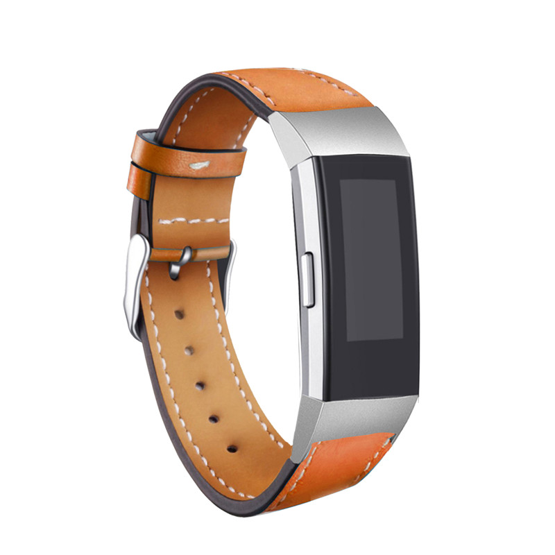 CBFC05 Bracelet de rechange en cuir véritable imprimé coloré pour ceinture Fitbit Charge 3