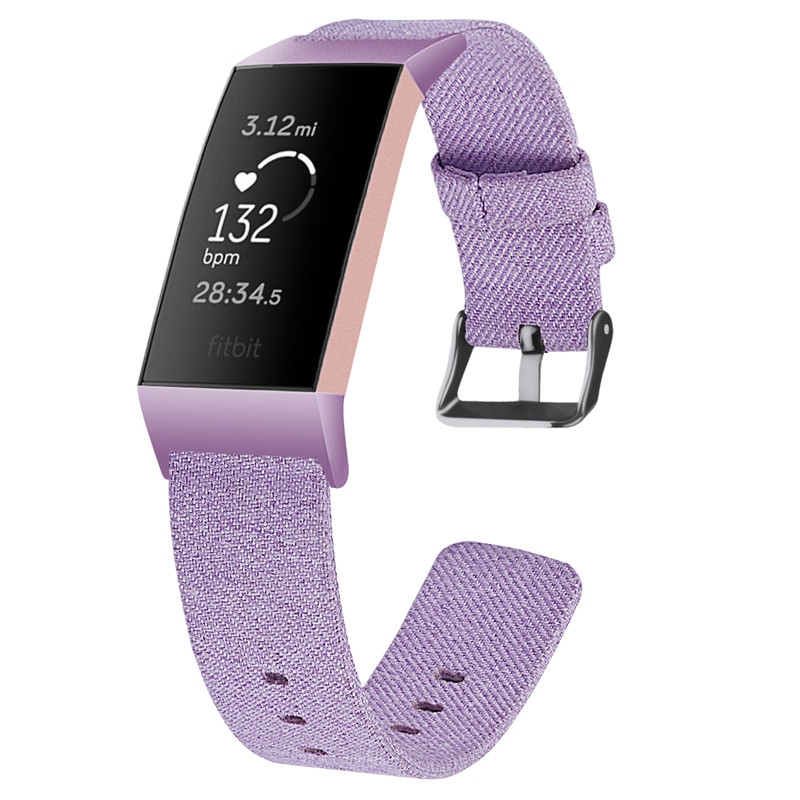 CBFC06 Fabric Canvas Replacement Wrist Watch Band For Fitbit Charge 3