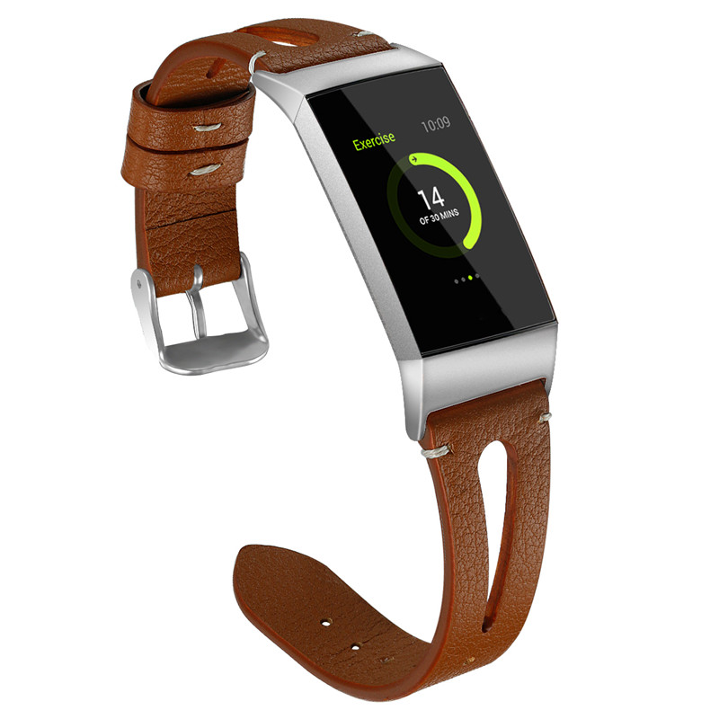 CBFC09 Stylish Vintage Leather  Watch Strap For Fitbit Charge 3
