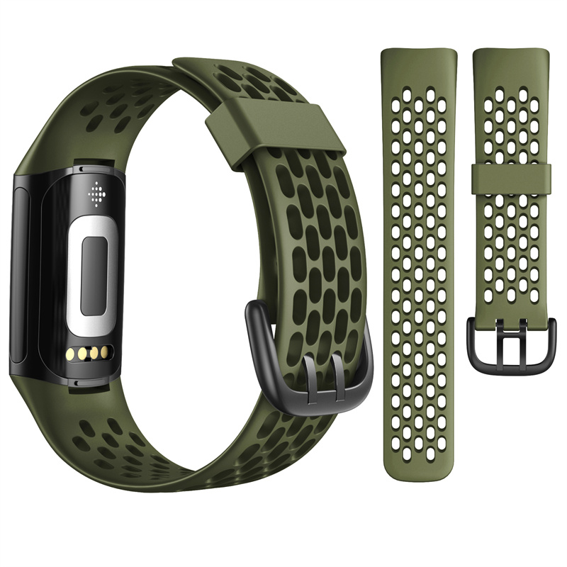 CBFC5-03 Nefes Spor Silikon Kordon Band Smart İzle Silikon Kayışı Fitbit Şarj 5 Watch Band için