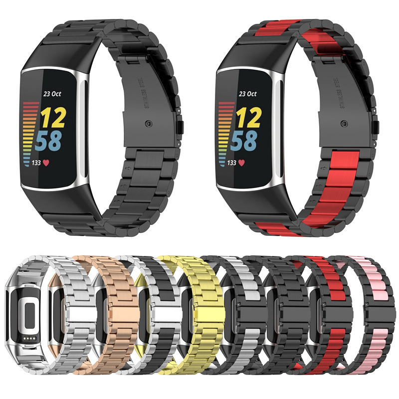 CBFC5-09 Heißer Verkauf Link Armband Massivmetall Edelstahl Uhrenarmband für Fitbit Ladung 5 Riemen Armband