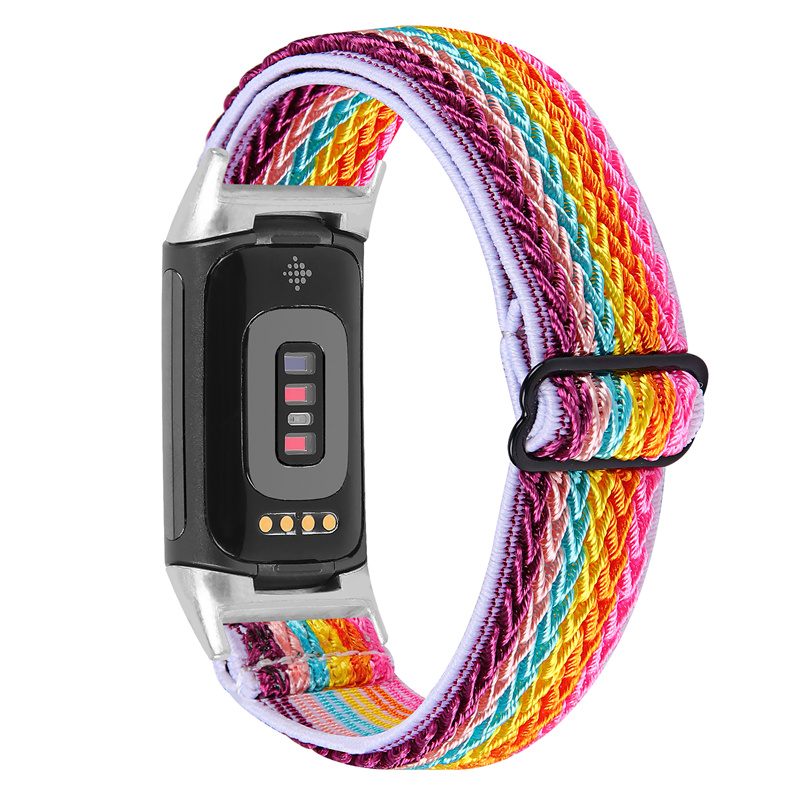 CBFC5-12 Verstelbare elastische gevlochten Solo Loop Nylon Watch Band voor Fitbit Charge 5