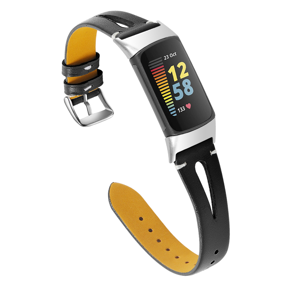 CBFC5-15 Banda de reloj de cuero impreso floral para la carga FITBIT 5