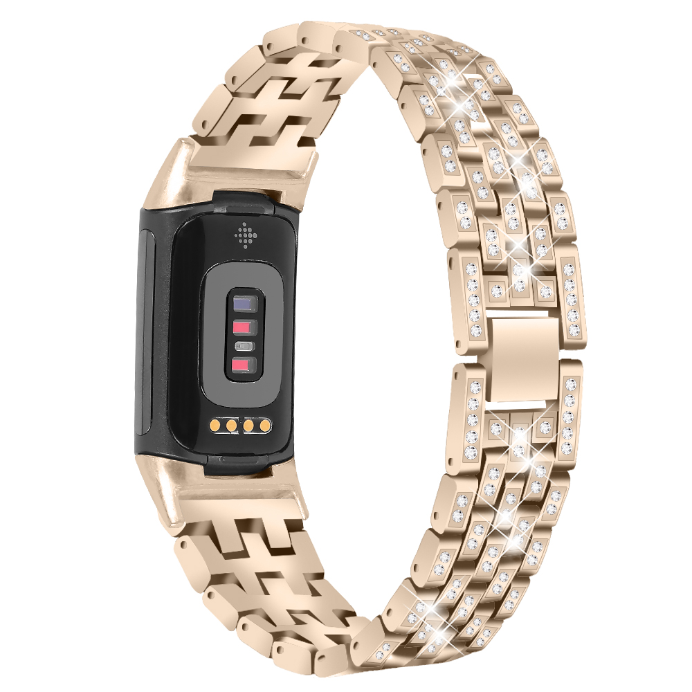 CBFC5-29 Bande metalliche di diamanti lucidi per la carica Fitbit 5 Smart Watch