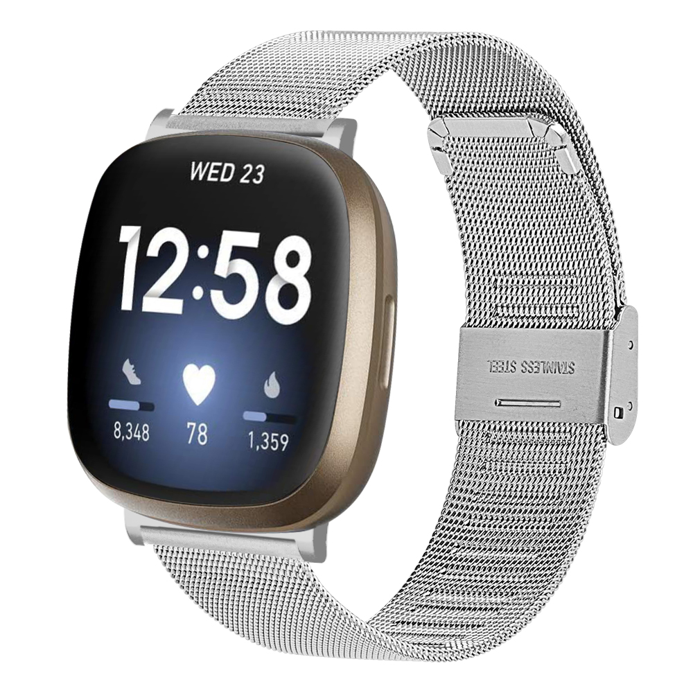CBFV03 Bandes de montre en acier inoxydable en métal de maillage pour Fitbit Versa 3 Smartwatch