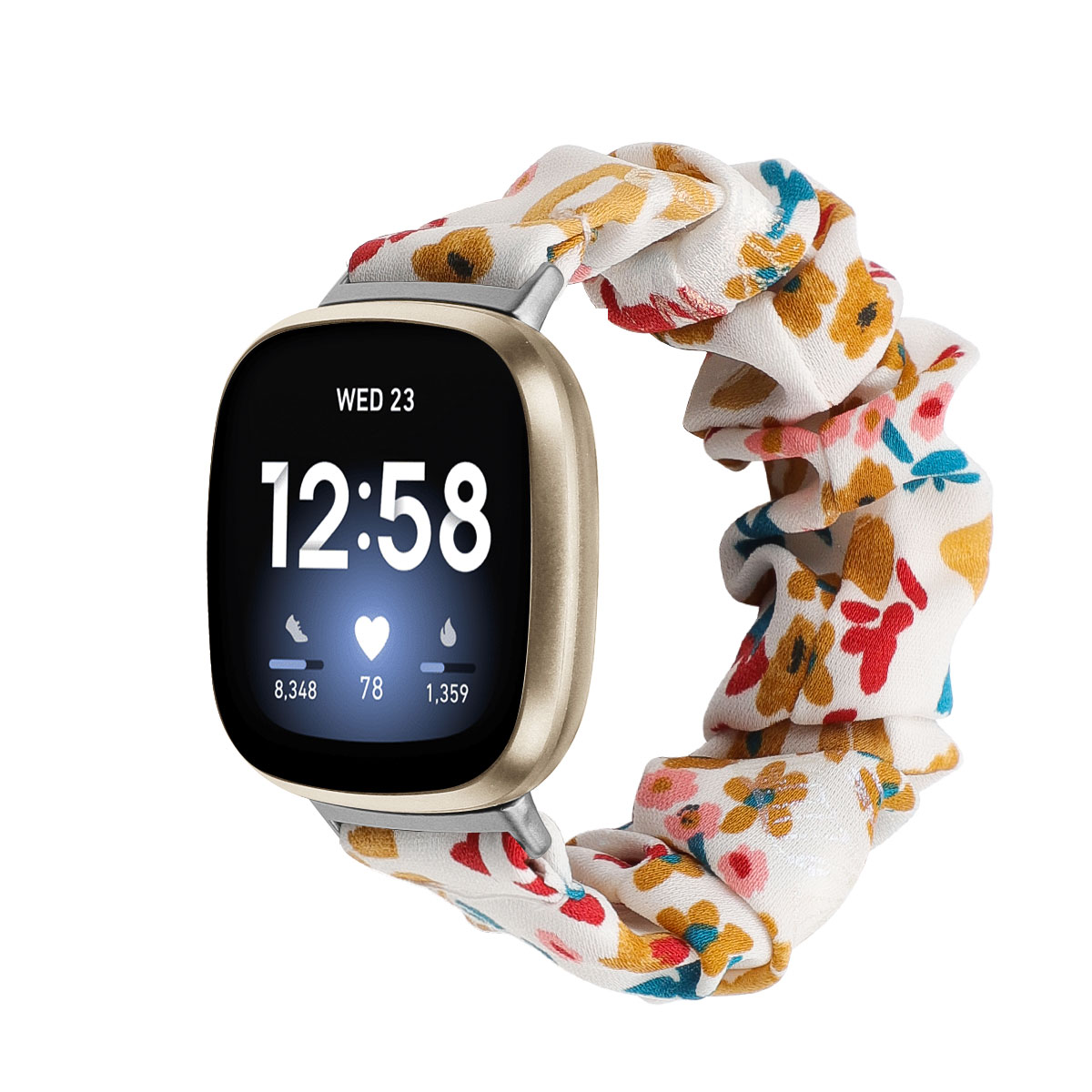 CBFV08 Baskı Elastik Scrunchie Sapanlar Watch Band Fitbit Versa 3 Sense Akıllı İzle
