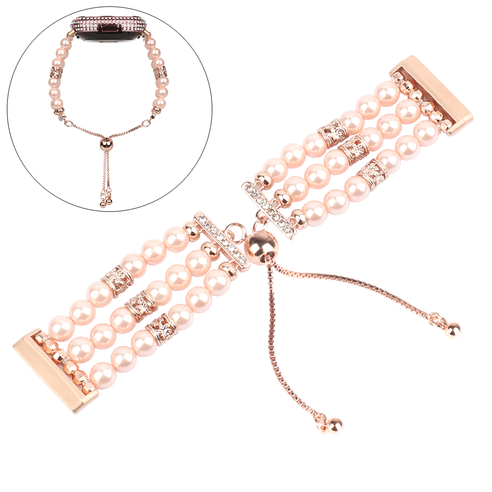CBFV11 Luxury Elastyczna Bransoletka Stretch Pearl Beaded Jewelry Watch Band dla FitBit Versa 3 Sens SmartWatch