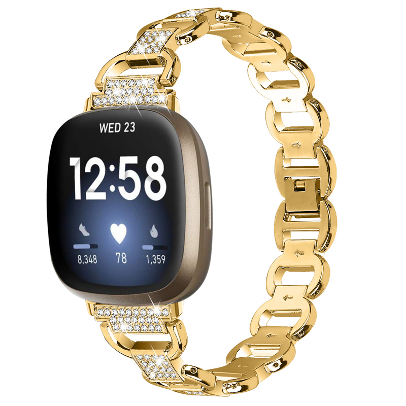 CBFV21 Diamond Metal Stal Stael Branslet Branslet Strap Smart Watch Band dla Fitbit Versa 3