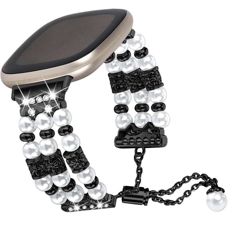 CBFV22 Mujeres Joya de moda Pulsera de perlas Reloz Strap de pulsera para Fitbit Versa 3
