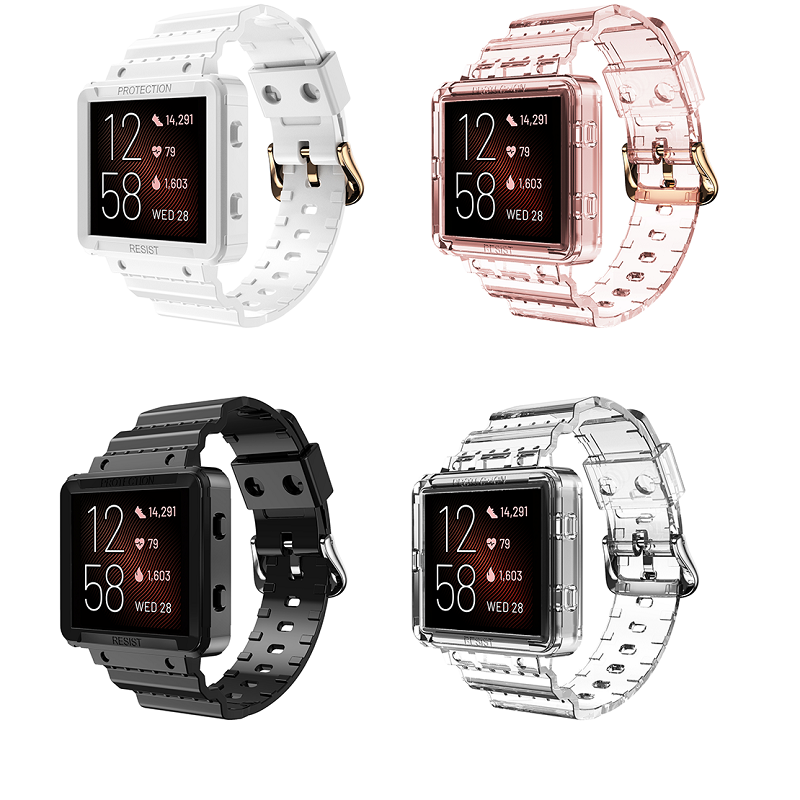 CBFZ01 Şeffaf TPU Bilek Kayışı Watch Band Fitbit Blaze Watch Band Için Engebeli Kılıf