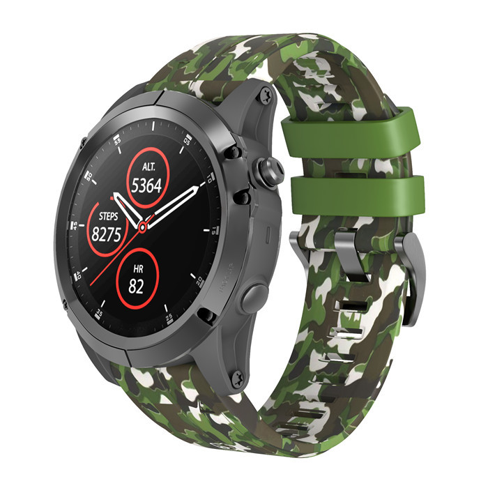 CBGM53 26mm Camuflaje Silicone Strap Reloj de pulsera Bandas para Garmin Fenix ​​6x Pro 5x Plus 3 3hR