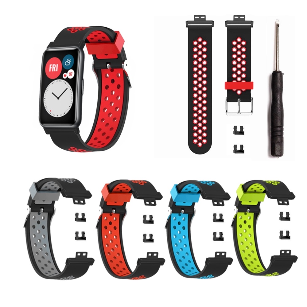 CBHW-F01 Premium Dual Color Silicon Polshorloge Banden voor Huawei Watch Fit Fitness Smart Watch 2020