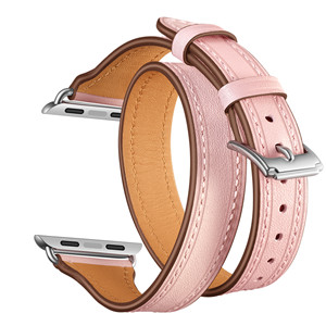 CBIW102 Double Tour T-Shape Design Genuine Leather Watch Strap For Apple iWatch