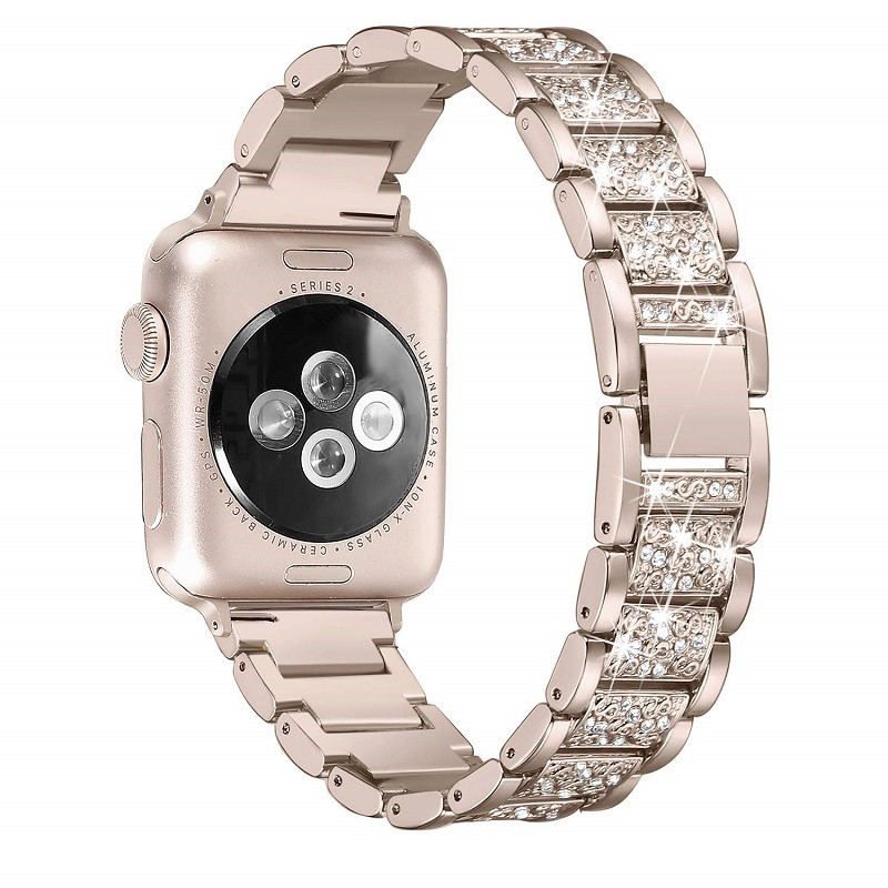 CBIW1032 Bracelet En Métal Strass Cristal De Luxe Compatible Pour Apple Watch