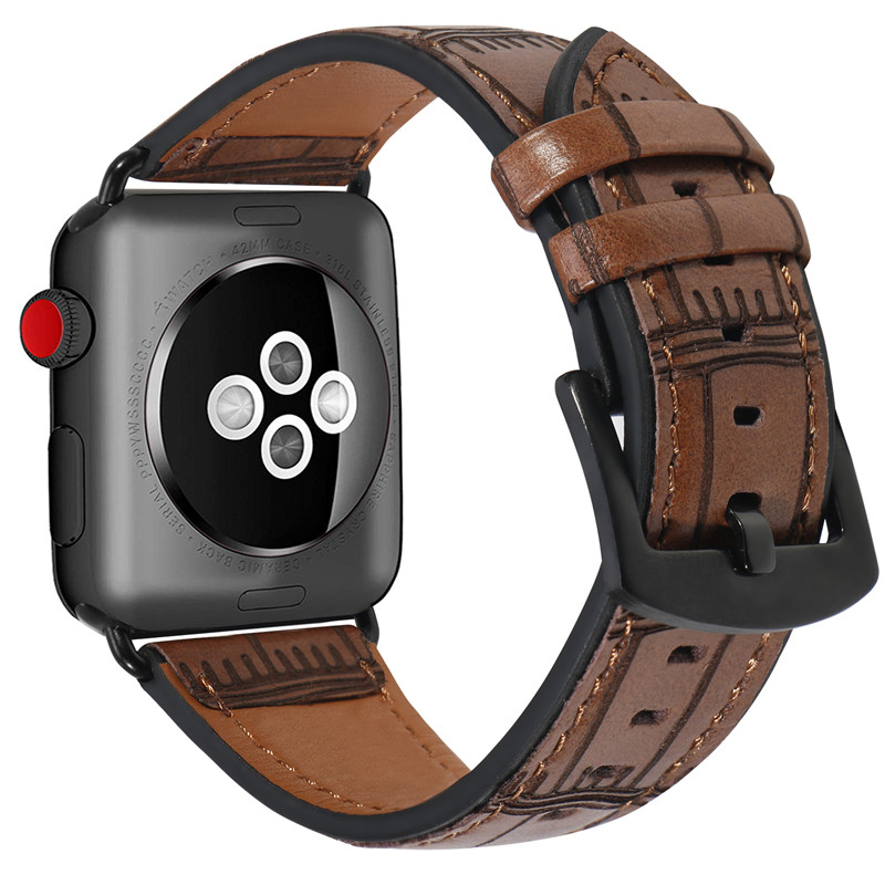 CBIW1055 Bracelet de montre en cuir à grain supérieur pour Apple Watch 42mm 38mm