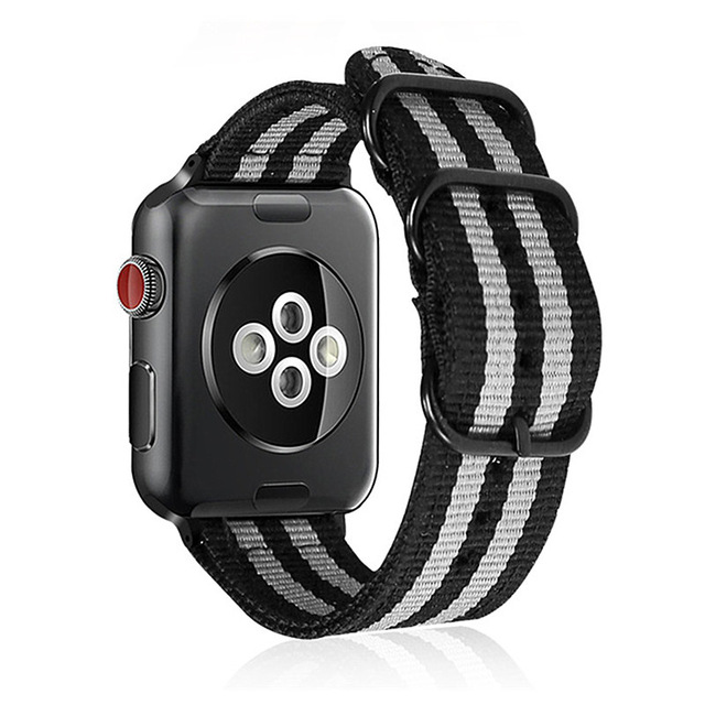 CBIW120 Luksusowy pasek w paski Nato Nylon do zegarka Apple Watch