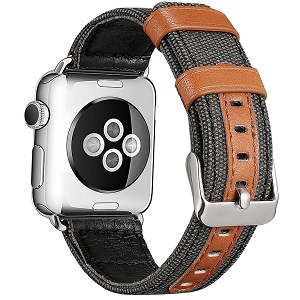 CBIW124 Canvas lederen horlogebanden voor Apple iWacth-serie 5 4 3 2 1