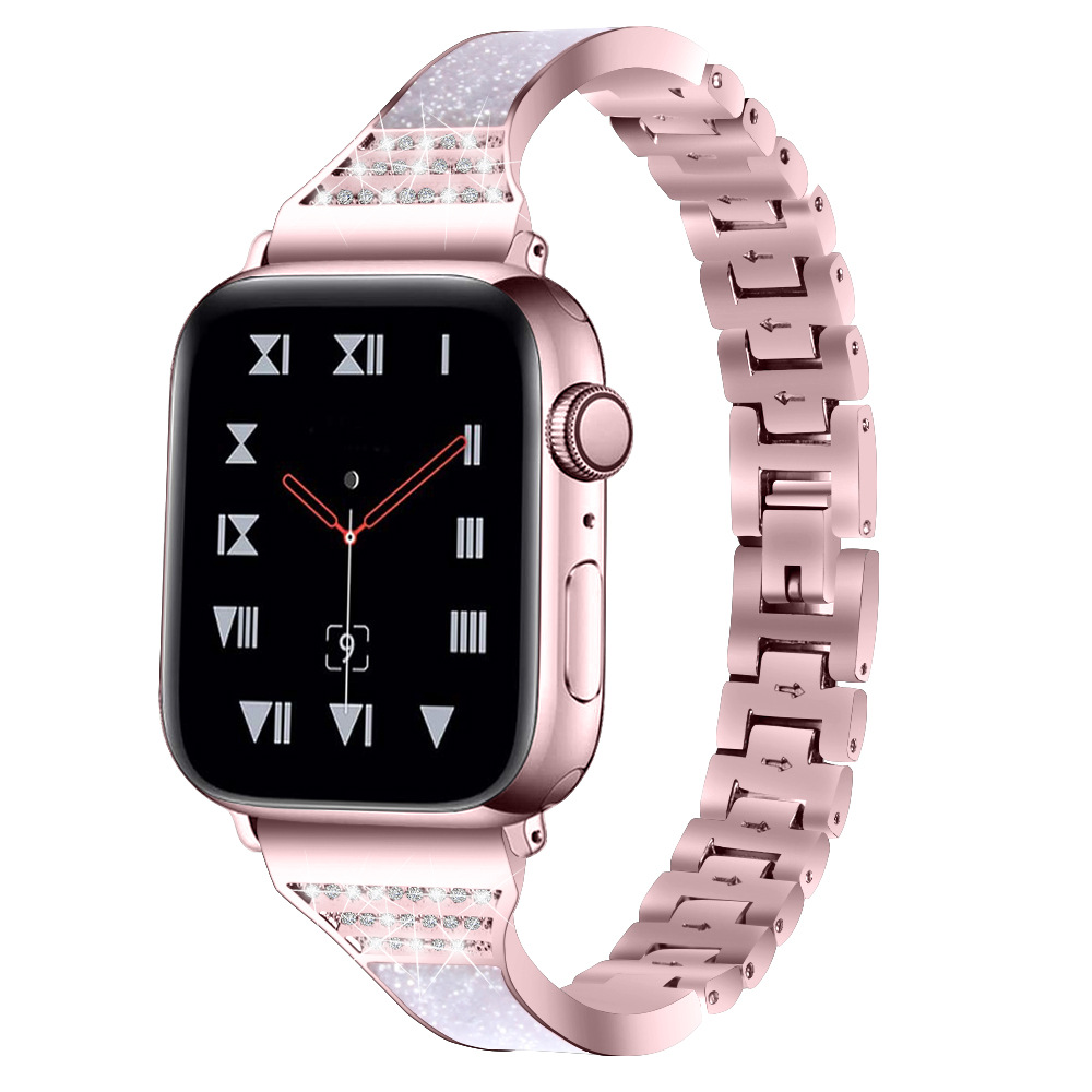 Apple 시계 시리즈를위한 CBIW213 유행 Bling 모조 다이아몬드 금속 시계 줄 5 4 3 2 1
