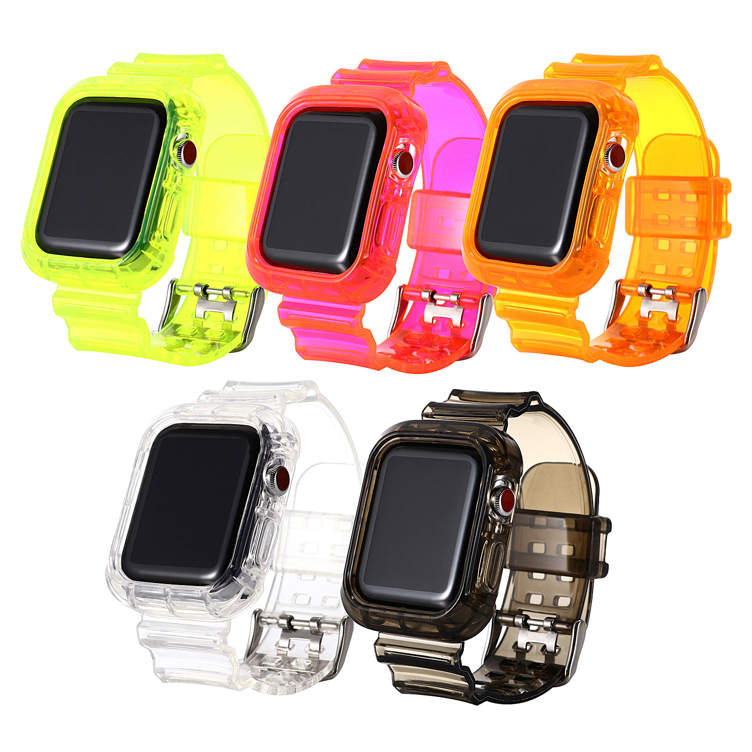 CBIW226 Bracelet de montre en TPU transparent pour bracelet en silicone Apple Watch avec étui de protection