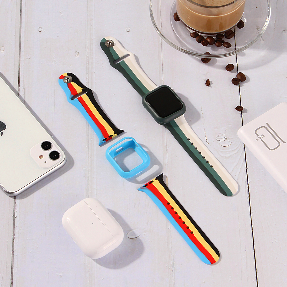 CBIW227 44mm 40mm 38mm 42mm Cinturino in silicone per Apple Watch Series 6 5 4 3 Cinturini per smartwatch con custodia