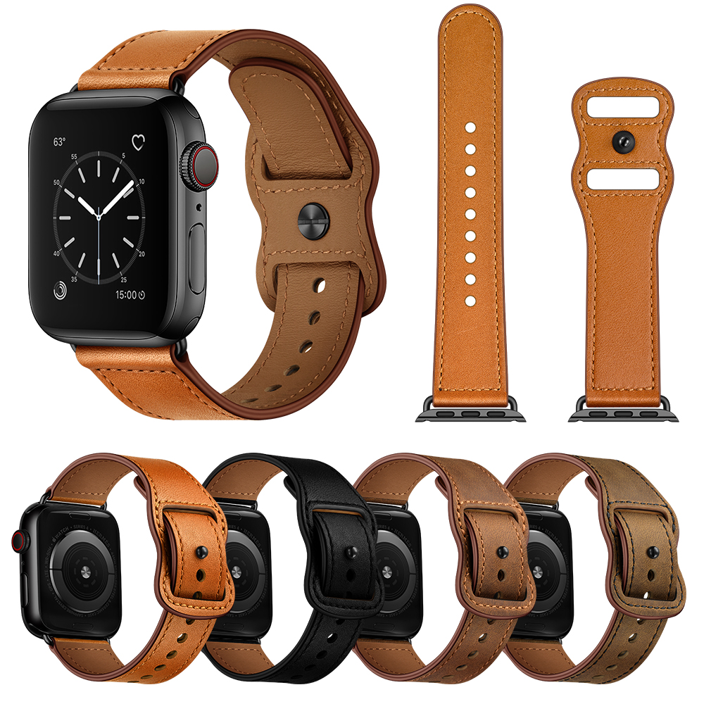 CBIW263 أعلى الحبوب جلد طبيعي ووتش حزام Watchband ل Apple Series 3 4 5 6 SE Watch Strips