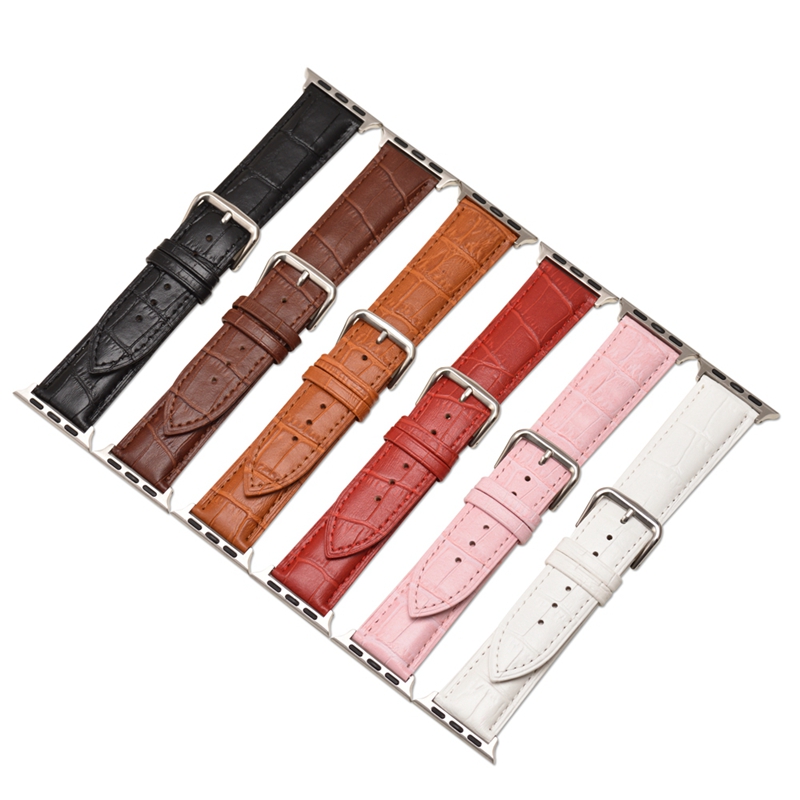 CBIW277 Cowhide Leather Replacement Band Strap For iWatch Series 5 6 se 4 3