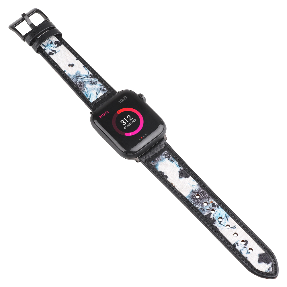 CBIW278 럭셔리 3D 인쇄 패브릭 가죽 시계 손목 끈 밴드 Apple Watch Smartwatch