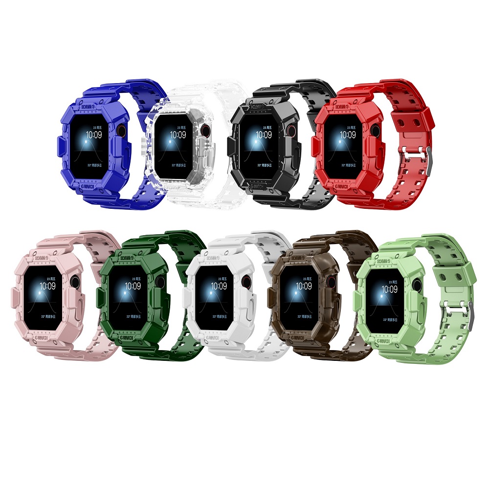 CBIW282 Rugged TPU Case and Strap For Apple Watch 44mm 42mm 40mm 38mm