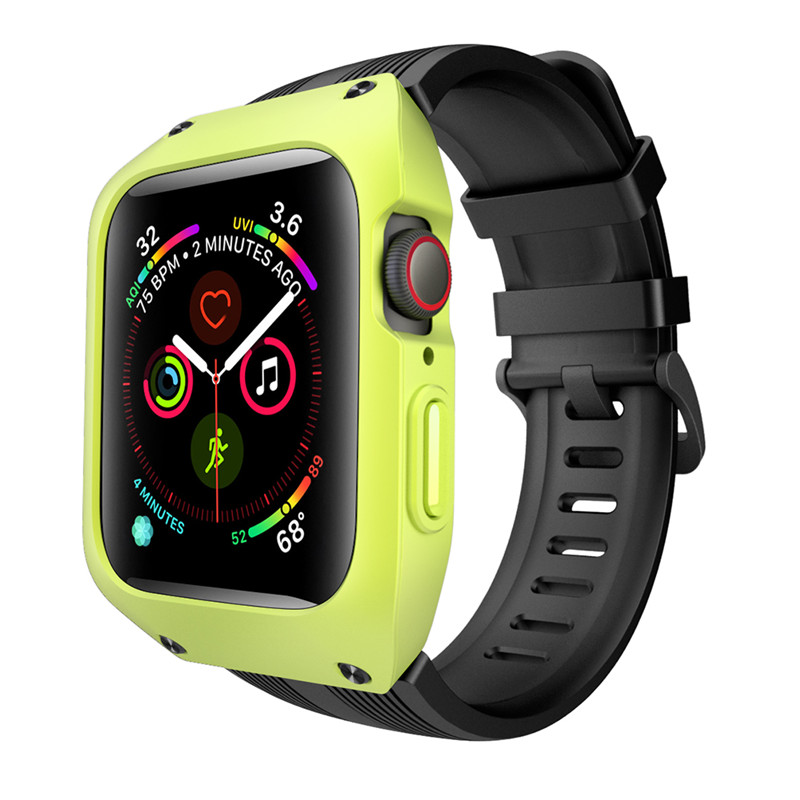 CBIW29 Sport Soft Silicone Correa de reloj para Apple Watch 44mm con cubierta protectora