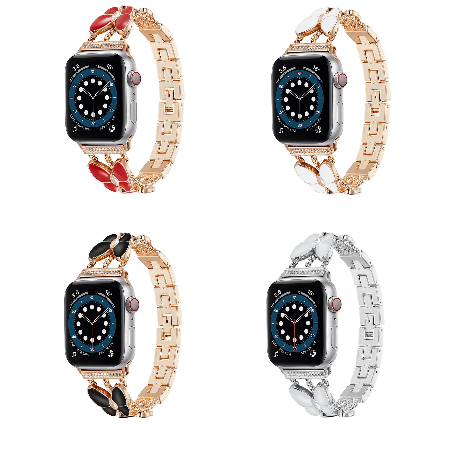 Cbiw299 dames dames luxe bling diamant metalen horlogeband voor Apple Watch