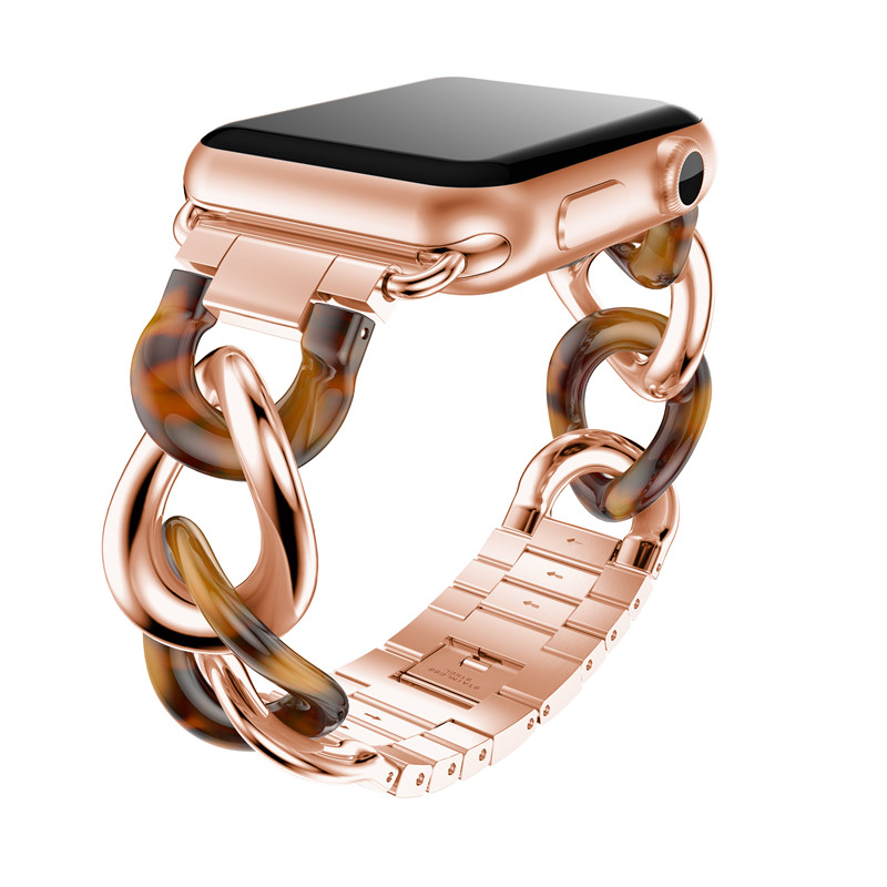 CBIW37 Fashion Acetate roestvrij stalen horlogeband voor Apple Watch