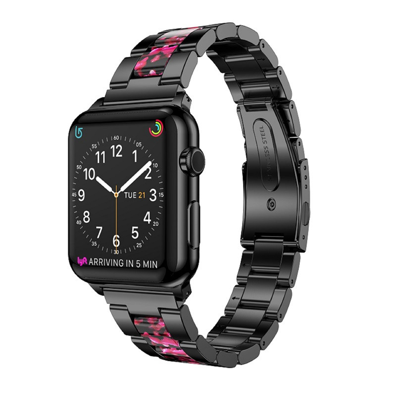 CBIW38 Moda 3-Link Asetat Paslanmaz Çelik Watch Band Apple Watch İçin