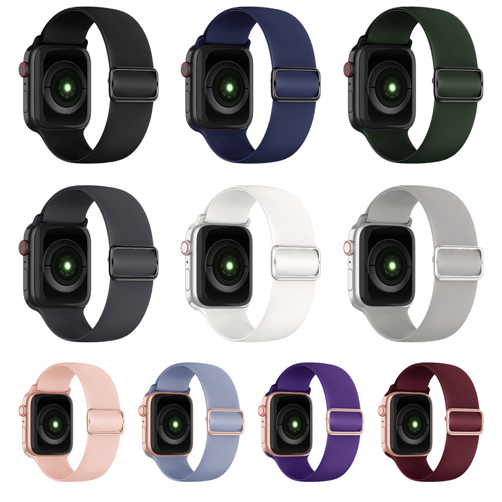 CBIW418 Adjustable Elastic Rubber Silicone Watch Band Strap For Apple Watch 44mm 40mm 42mm 38mm