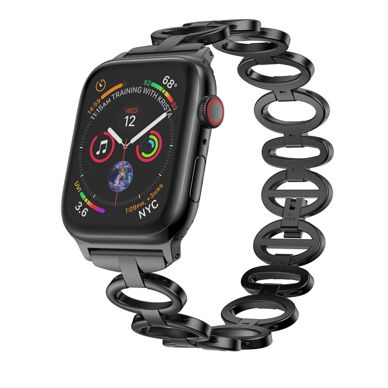 CBIW44 Bande de montre en acier inoxydable de forme ovale pour Apple Watch