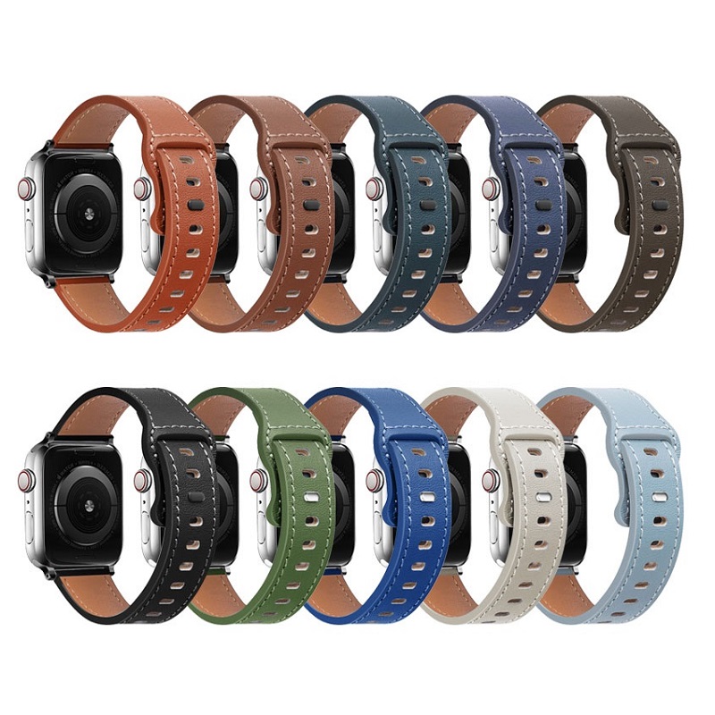 CambiW447 Fashion Genuine Cinturini per orologio in pelle per Apple Watch Series 7 Band Strap per iWatch 41mm 45mm 38mm 40mm 42mm 44mm