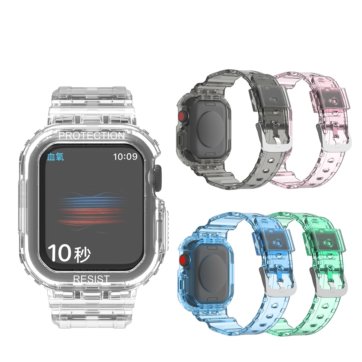 CBIW456 Transparente Klare TPU-Uhr-Band-Riemen für Apple Watch-Serie 7 45mm 41mm