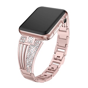 CBIW47 Luksusowy pasek do zegarka ze stali nierdzewnej z kryształem górskim do zegarka Apple