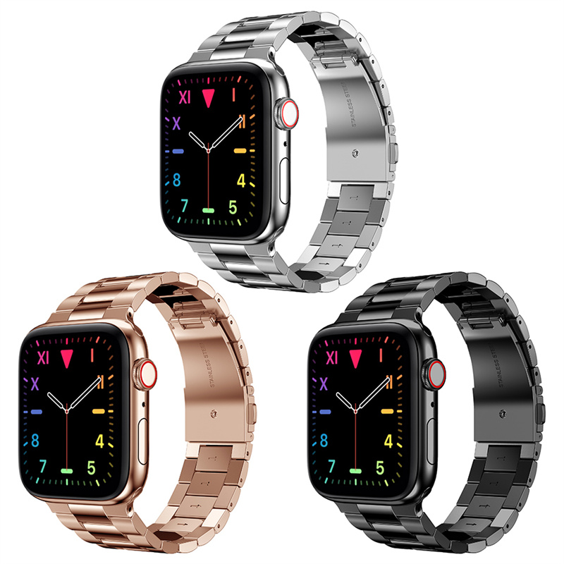 CBIW476 Solid Business Edelstahl Uhrenbandband für Apple iWatch Serie 7 6 5 4 3 2 1 SE