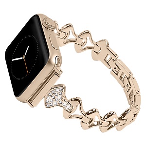 CBIW48 Bracelet de montre en acier inoxydable avec strass pour Apple Watch