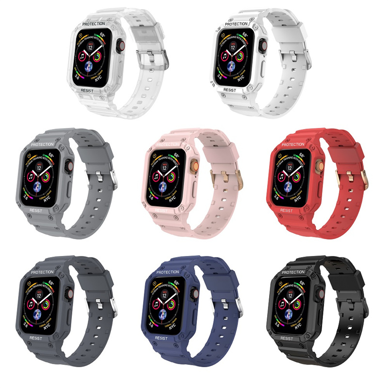 CBIW482 Wholesale Silicone Watch Case Strap For Apple Watch 41mm 45mm 38mm 42mm 40mm 44mm