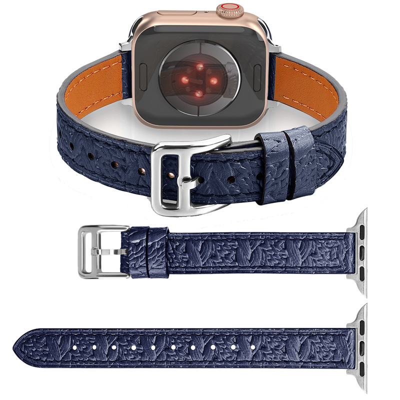 Correa de banda de reloj de cuero genuino de lujo de lujo CBIW489 para el reloj de Apple