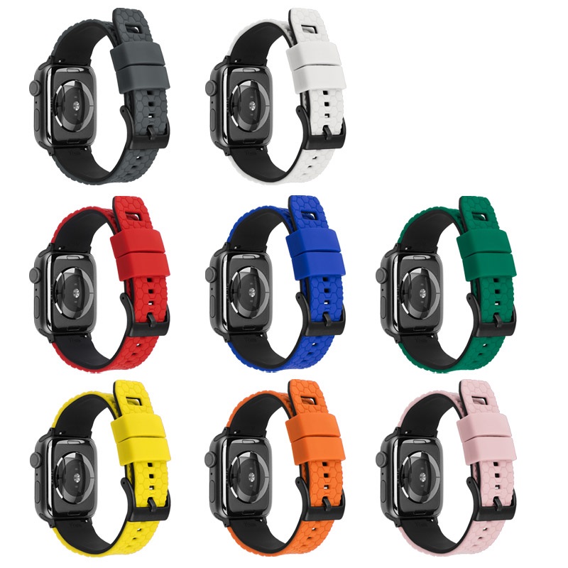 CBIW499 Petek Tasarımı Apple Watch Ultra 49mm Serisi 8/7/6/5/4/3 için çift renkli silikon saat bantları