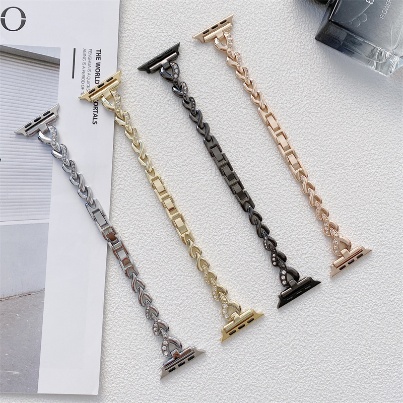CBIW503 Cingcio di orologio in metallo diamante di lusso per Apple Watch 38mm 40mm 41mm 42mm 44mm 45mm