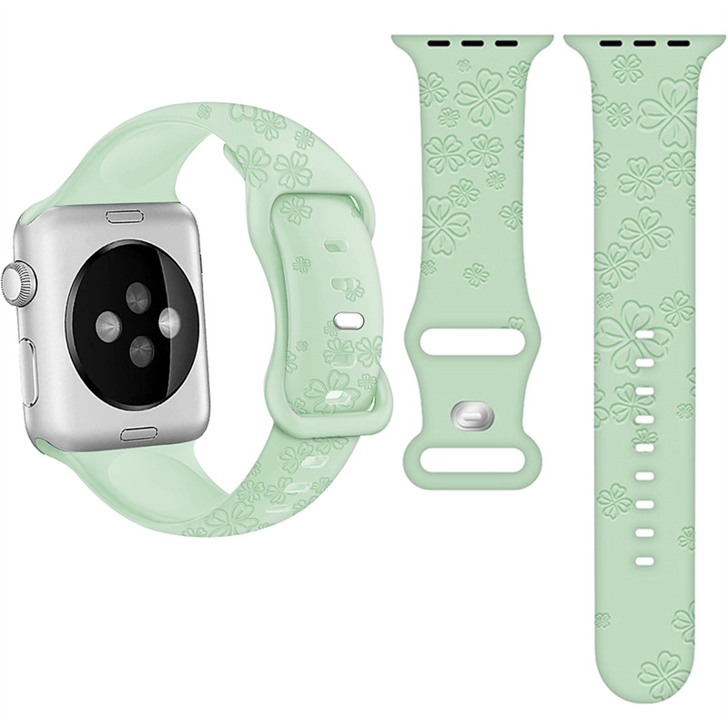 CBIW506 Logo Pattern Custom Printed Engraved Silicon Watch Strap For Apple Watch 38mm 42mm 44mm 40mm 41mm 45mm