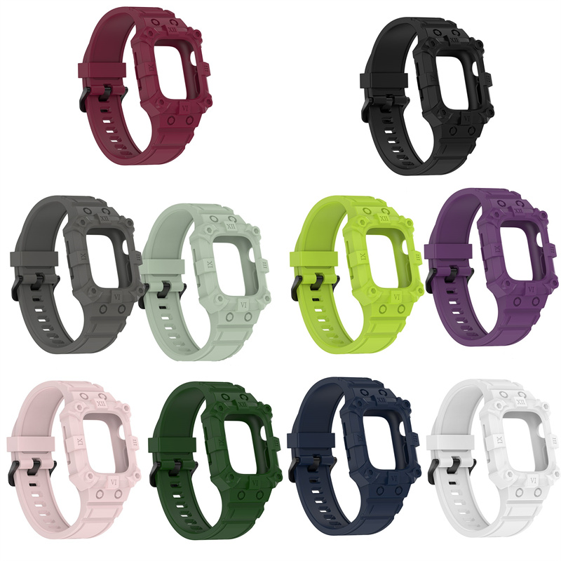 CBIW511 Schockdes Silikon Uhrenbänder mit Schutzhülsen für Apple Watch 38/40/41mm 42/44/45 mm